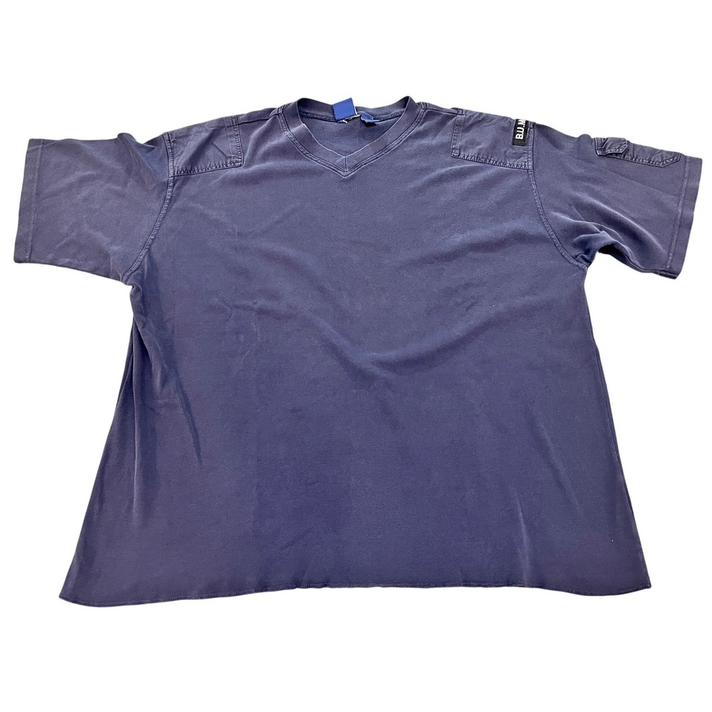 B.U.M. Equipment T-Shirt Mens XL Navy Blue Good V-Neck Cargo Pocket Raw Hem